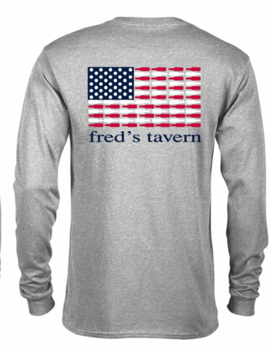 Athletic Heather American Flag Long Sleeve Tee