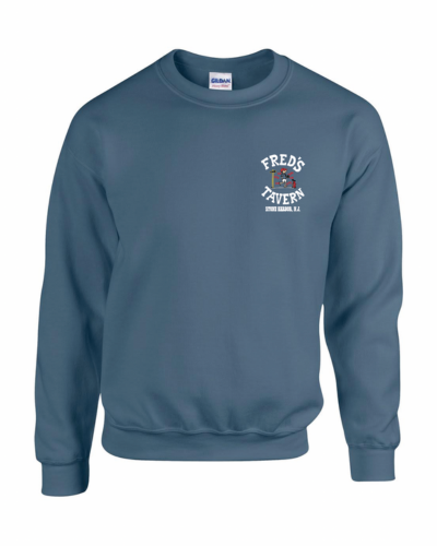 Indigo Blue Crewneck with Embroidered Logo