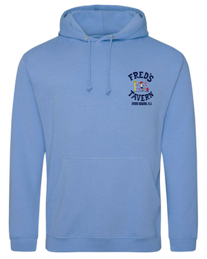 Cornflower Blue Hoodie with Navy Embroidered Logo