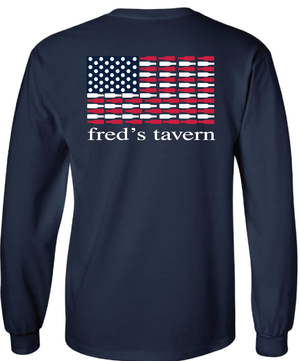 Navy American Flag Long Sleeve Tee